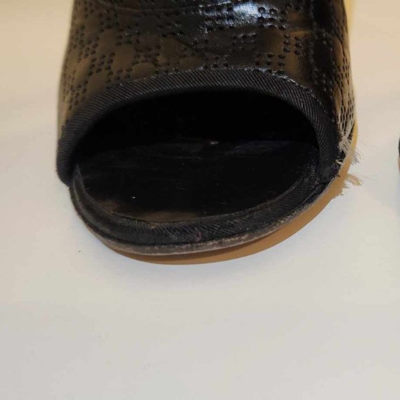 CHANEL Black Perforated Leather Open Toe Booties | Authentic - Picture 2 of 13